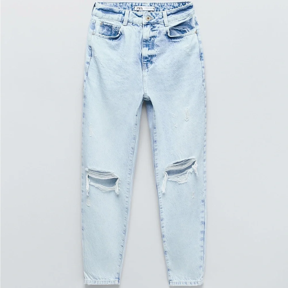 Zara Ripped Mom Fit Jeans - Picture 4 of 9